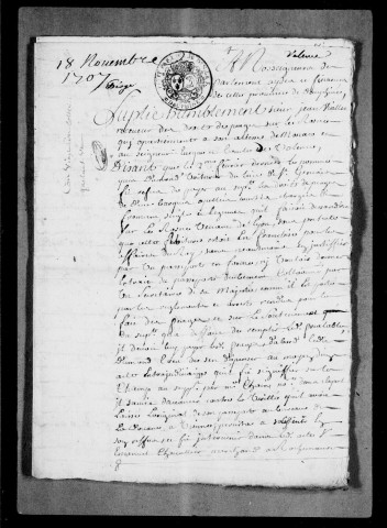 Péages de Valence :
Pièces concernant la saisie de marchandises passées en contravention, 1686-1720.
Baux du péage par terre et état du produit, 1700-1731.
Pièces concernant les permissions données par le chapitre de Saint- Ruf pour barrer leurs bois, à l'effet de faire valoir le péage sur terre et empêcher les fraudeurs, 1761.
Bâtiment servant de bureau : plan, devis et autres états, 1756-1717.