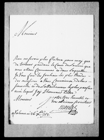 Lettres des régisseurs du duché :Lettres de Monge, 1753-1759.