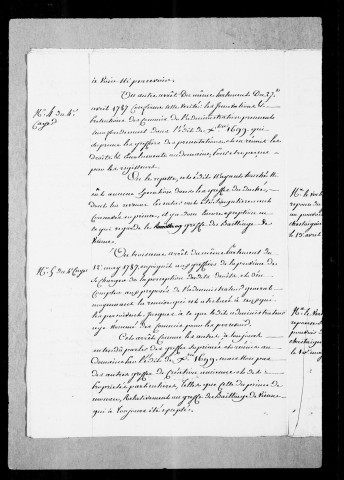 Greffes : Procédures au sujet des greffes, mémoires, réclamations, 1787.