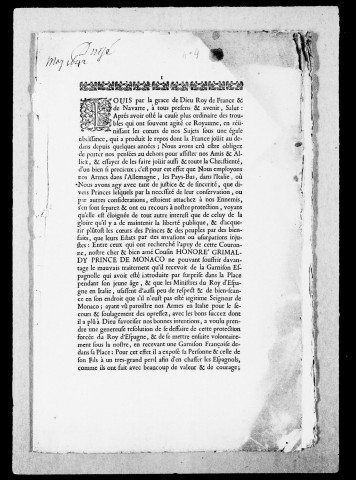 Titres généraux : Règlements, déclarations du roi, arrêts du Conseil d'Etat du roi, 1603-1767.