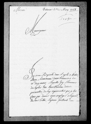 Lettres des régisseurs du duché :Lettres de Monge, 1728-1731.