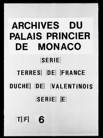 Mémoire relatif au duché de Valentinois, dressé en 1759.