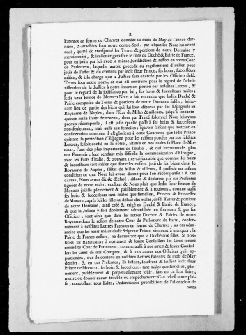 Titres imprimés concernant le duché-pairie de Valentinois.