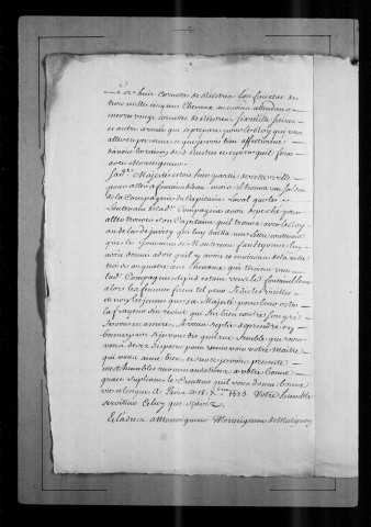 XIVe degré :Jacques II : lettres adressées à M. de Matignon, 1562-1597.Lettre de Saint-Luc. Blaye, 7 août 1585.Lettre d'Henri III, roi de France. Angers, 23 février 1570.