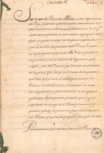Le traité de Péronne, 14 septembre 1641 Le traité de Péronne, 14 septembre 1641