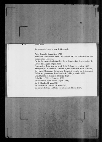 Succession de Louis, comte de Guiscard 