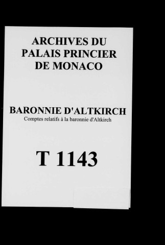 Comptes relatifs à la baronnie d'Altkirch 