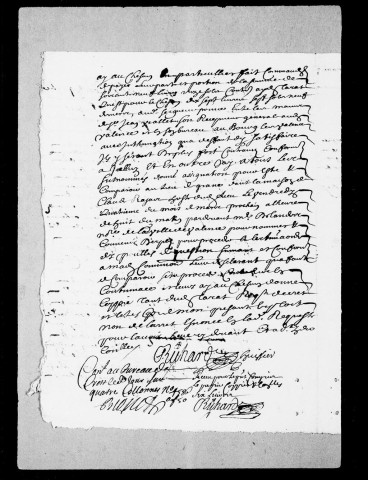 Grane. Hameau de Chabrillant :Procès avec les habitants, 1671-1699.Procès contre le nommé Lhomme, 1745-1756.