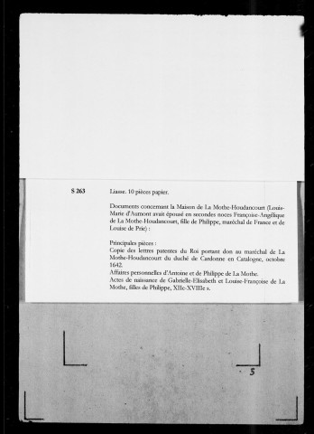 Documents concernant la Maison de La Mothe-Houdancourt