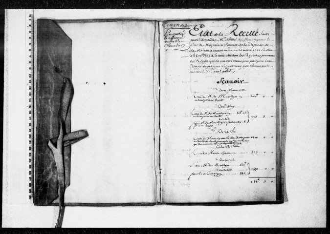 Suite des comptes : Comptes de Chevalier, maître d'hôtel de Paul-Jules, duc de Mazarin, du 21 mars 1722 au 25 décembre 1724.