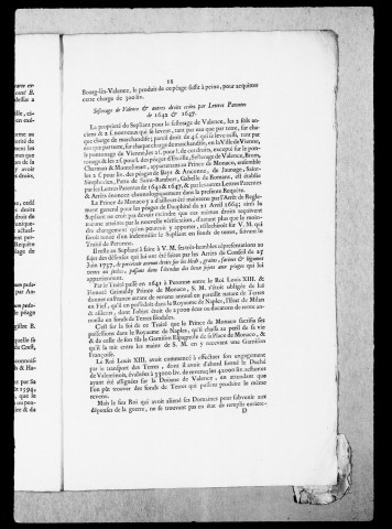 Titres divers : Mémoires imprimés, 1685-1768.