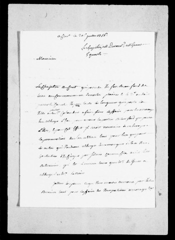 Crest :Projet de construction d'un canal. Mémoires, lettres missives, pièces diverses, 2 plans, 1740-1763.
