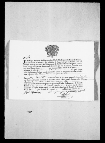 Péages par eau et par terre :Etats du montant des droits dus et refusés, accompagnés des quittances des sommes des sommes perçues avec indication de celles qui auraient du être payées, 1763-1765.
